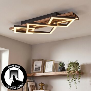 Ellekilde Deckenleuchte LED Braun, Holzoptik, Schwarz, 2-flammig