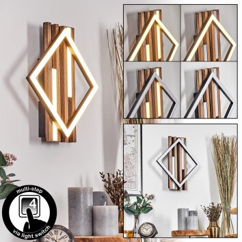 Ellekilde Wandleuchte LED Braun, Holzoptik, Schwarz, 1-flammig