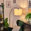 Bassagoda Bogenlampe 40 cm Schwarz, 1-flammig, Stoffschirm
