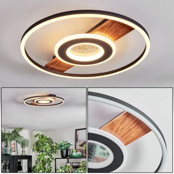 Hadel Deckenleuchte LED Holzoptik, Schwarz, 1-flammig