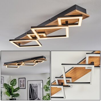 Geometrische LED Deckenleuchte Cabanas, verschachtelte Rechteckrahmen, 3000K warmweiß