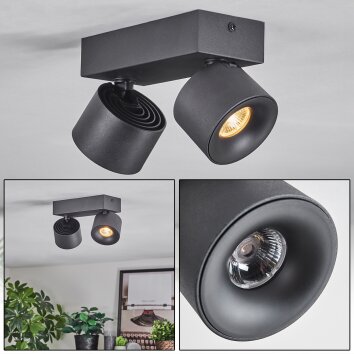 Narel Deckenleuchte LED Schwarz, 2-flammig