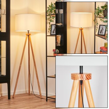 Flemming Stehleuchte 50 cm Naturfarben, Schwarz, 1-flammig