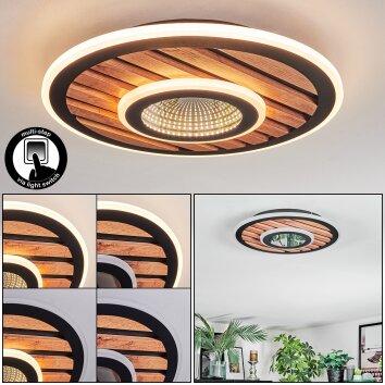 Meron Deckenleuchte LED Holzoptik, Schwarz, 1-flammig