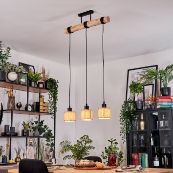 Bongal Hängeleuchte Naturfarben, Schwarz, 3-flammig