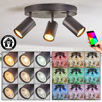 Foren Deckenleuchte LED Schwarz, 3-flammig, Farbwechsler