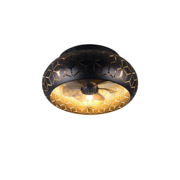 Reality Bidar Deckenventilator mit Beleuchtung Schwarz-Gold, 3-flammig, Fernbedienung