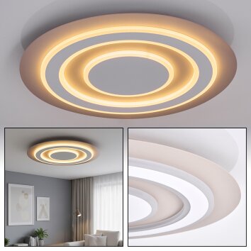 Lidor Deckenleuchte LED Sandfarben, Weiß, 1-flammig