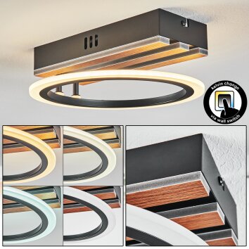 Galen Deckenleuchte LED Holzoptik, Schwarz, 1-flammig