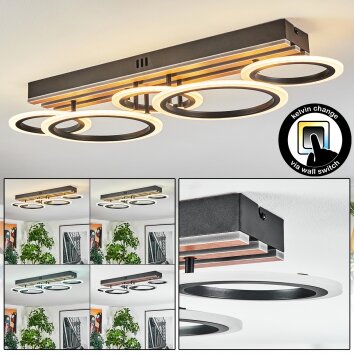 Galen Deckenleuchte LED Holzoptik, Schwarz, 1-flammig