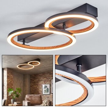 Galor Deckenleuchte LED Holzoptik, Schwarz, 1-flammig