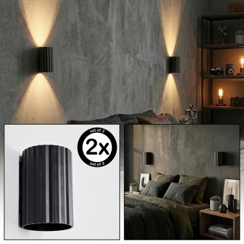 Fonir Wandleuchte 2-er Set Schwarz, 1-flammig