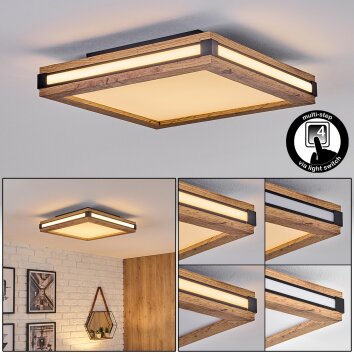 Lucera Deckenpanel LED Holzoptik, Schwarz, 1-flammig