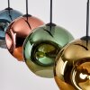 Design-Hängeleuchte Ripoll mit bunten Kugelschirmen in Blau, Gold, Grün und Kupfer