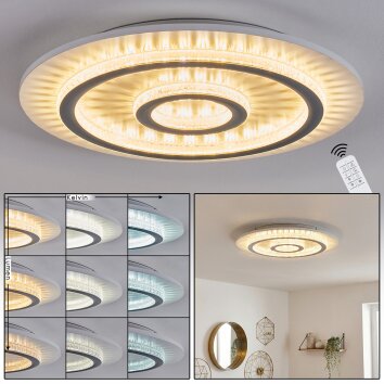 Lidor Deckenleuchte LED Grau, Weiß, 1-flammig, Fernbedienung