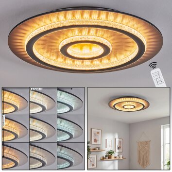 Lidor Deckenleuchte LED Gold, Schwarz, 1-flammig, Fernbedienung