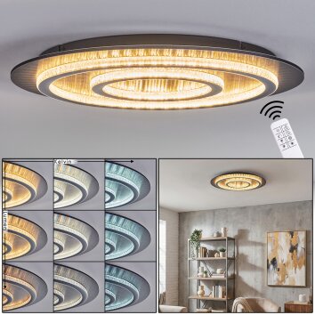 Lidor Deckenleuchte LED Anthrazit, Grau, Schwarz, 1-flammig, Fernbedienung