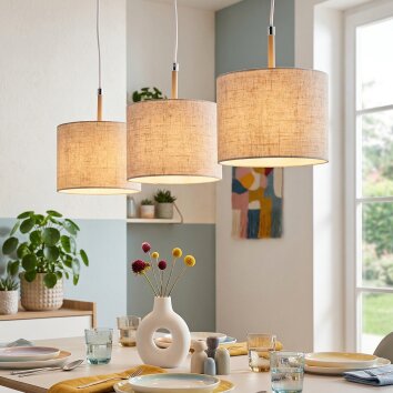 Ganik Hängeleuchte Chrom, Sandfarben, 3-flammig