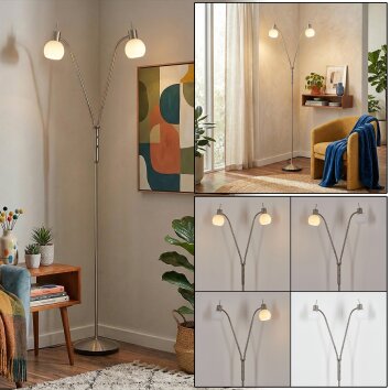 Sarel Stehleuchte LED Nickel-Matt, 2-flammig