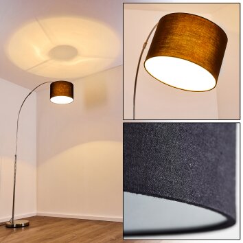 Wiby Bogenlampe Nickel-Matt, 1-flammig, Stoff-Lampenschirm