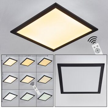 Essaouira Deckenpanel LED Schwarz, 1-flammig, Fernbedienung