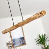LED Hängeleuchte Winterthur mit Holzbalken und naturfarbenem Schirm, 3000K warmweiß