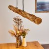 LED Hängeleuchte Winterthur mit Holzbalken und naturfarbenem Schirm, 3000K warmweiß