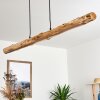 LED Hängeleuchte Winterthur mit Holzbalken und naturfarbenem Schirm, 3000K warmweiß