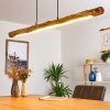 LED Hängeleuchte Winterthur mit Holzbalken und naturfarbenem Schirm, 3000K warmweiß