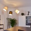 Bernardino Bogenleuchte Nickel-Matt, 3-flammig, Stoff-Lampenschirm
