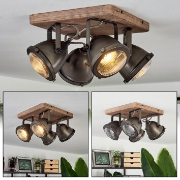 Glostrup Deckenleuchte Braun, Edelstahlfarben, 4-flammig