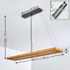 LED Holzbalken-Pendelleuchte Adak mit Holzbalken für den Esstisch, 3000 Kelvin warmweiß